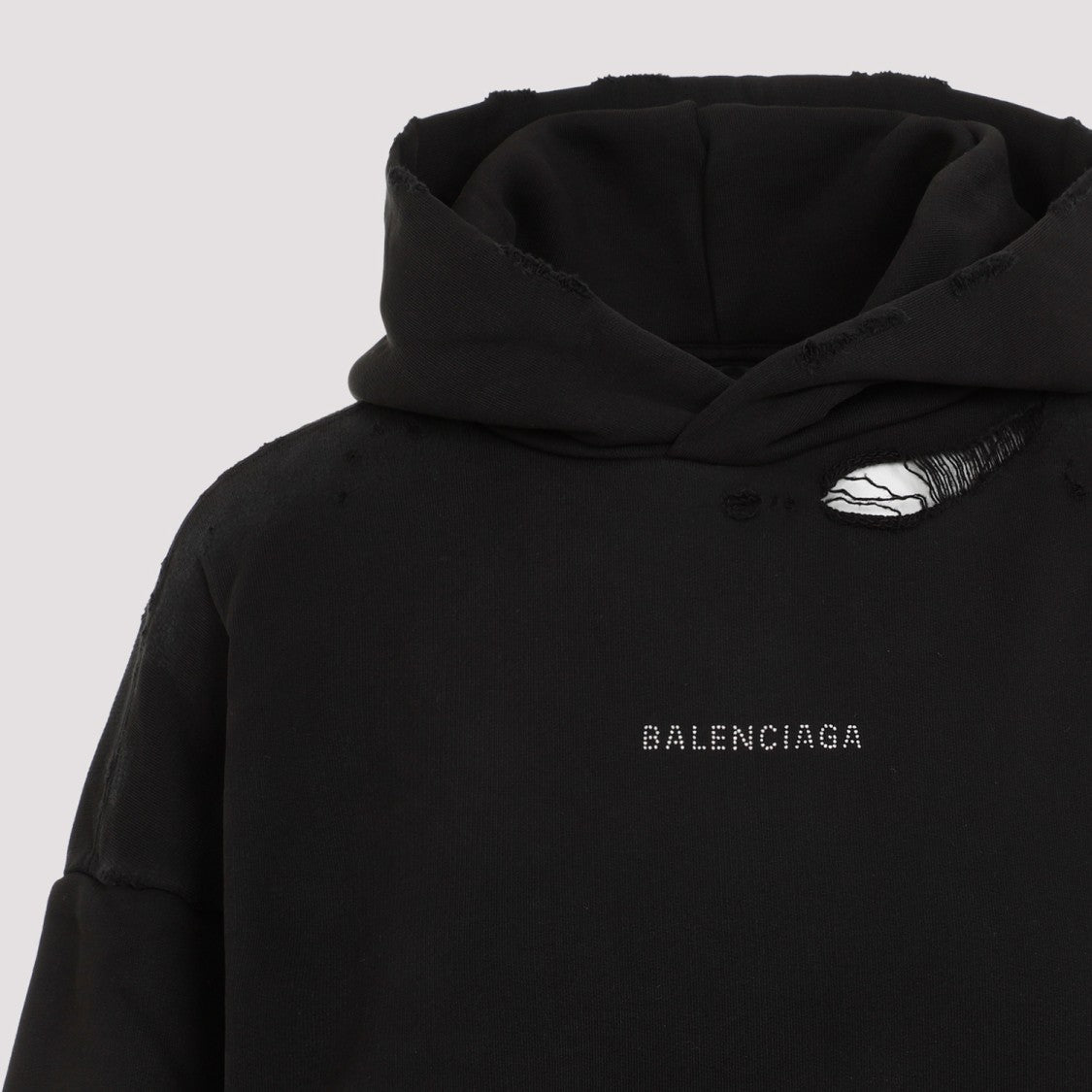 Balenciaga Faded Black Cotton Medium Fit Hoodie