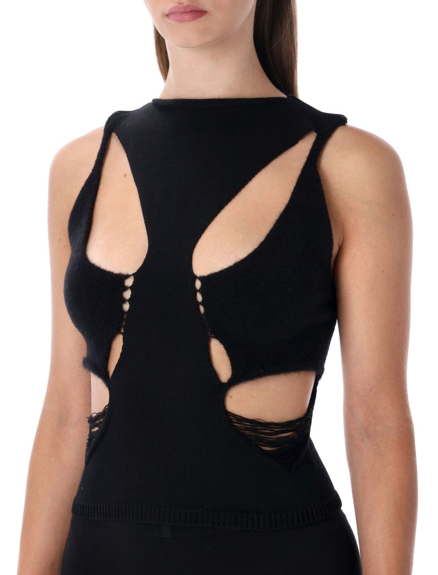 Rick Owens Tanja Cut Out Wool Top
