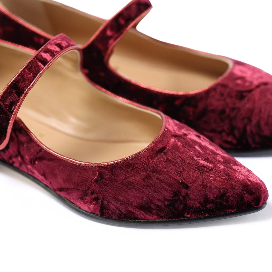 Ton Gout Plush Velvet Croquet Ballerinas With Pointed Toe