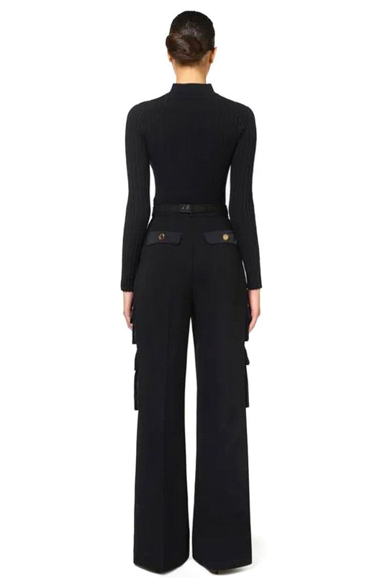 Elisabetta Franchi High-Waisted Black Trousers With Cargo Pockets