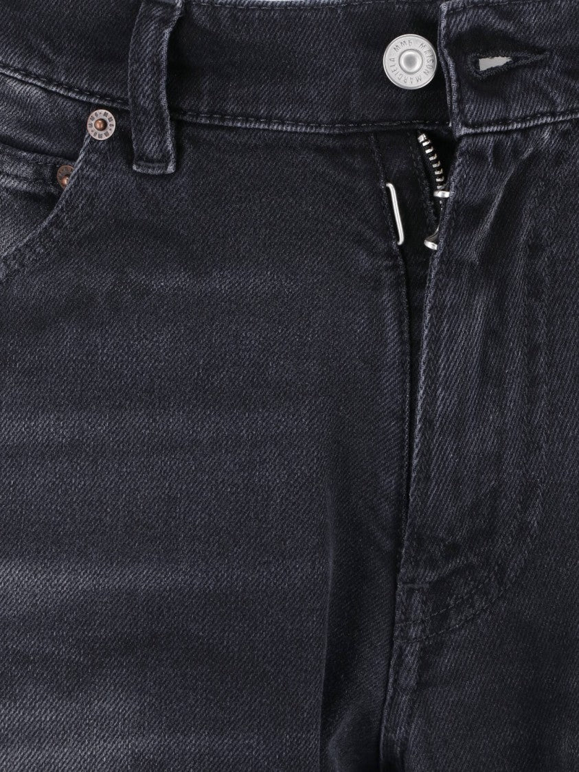 Mm6 By Maison Margiela Black Straight Leg Textured Jeans