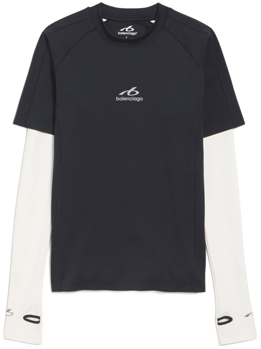 Balenciaga Layered Look Long Sleeve T-Shirt With Logo Detail