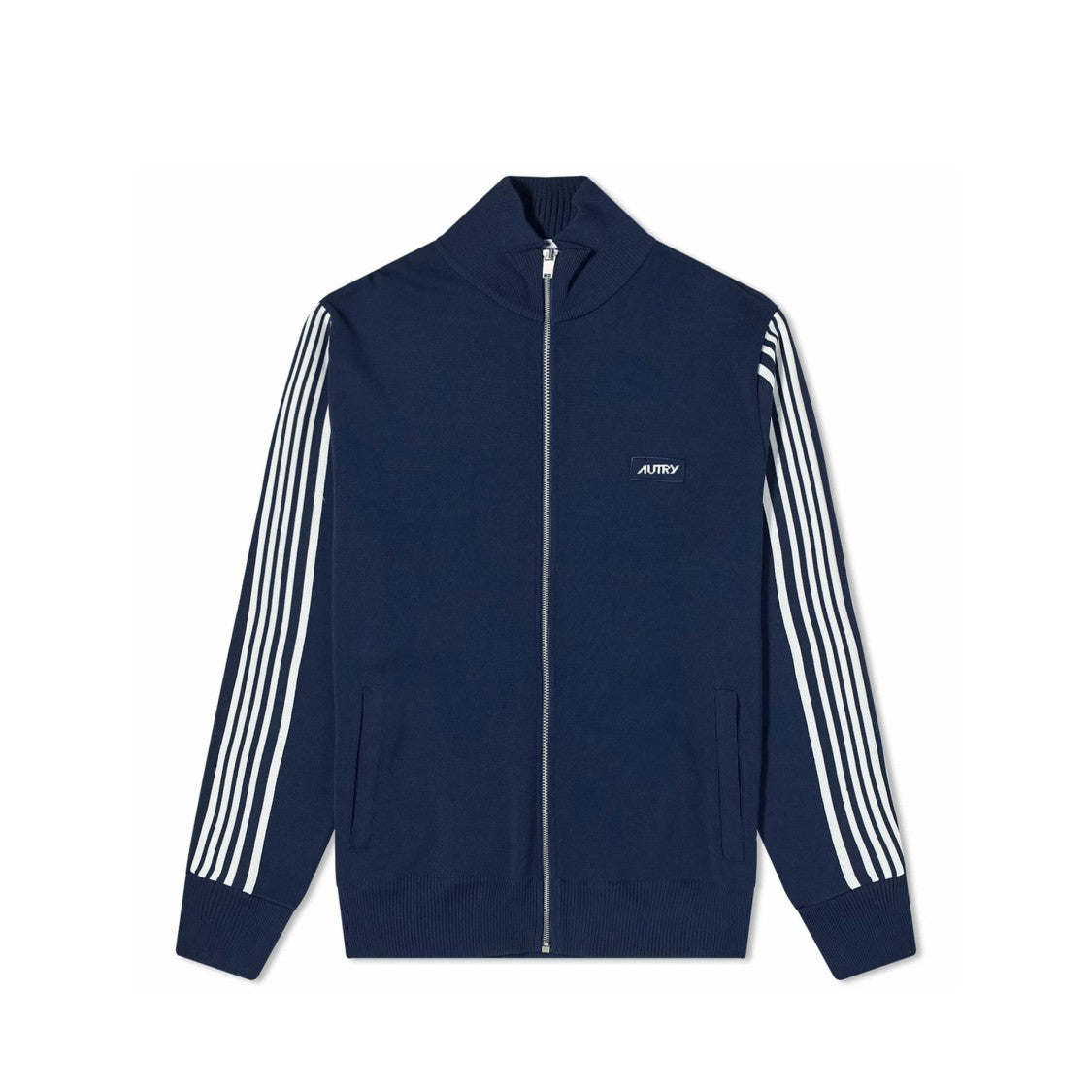 Autry Zipped Sweatshirt With Contrasting Stripes And Embroidered Logo