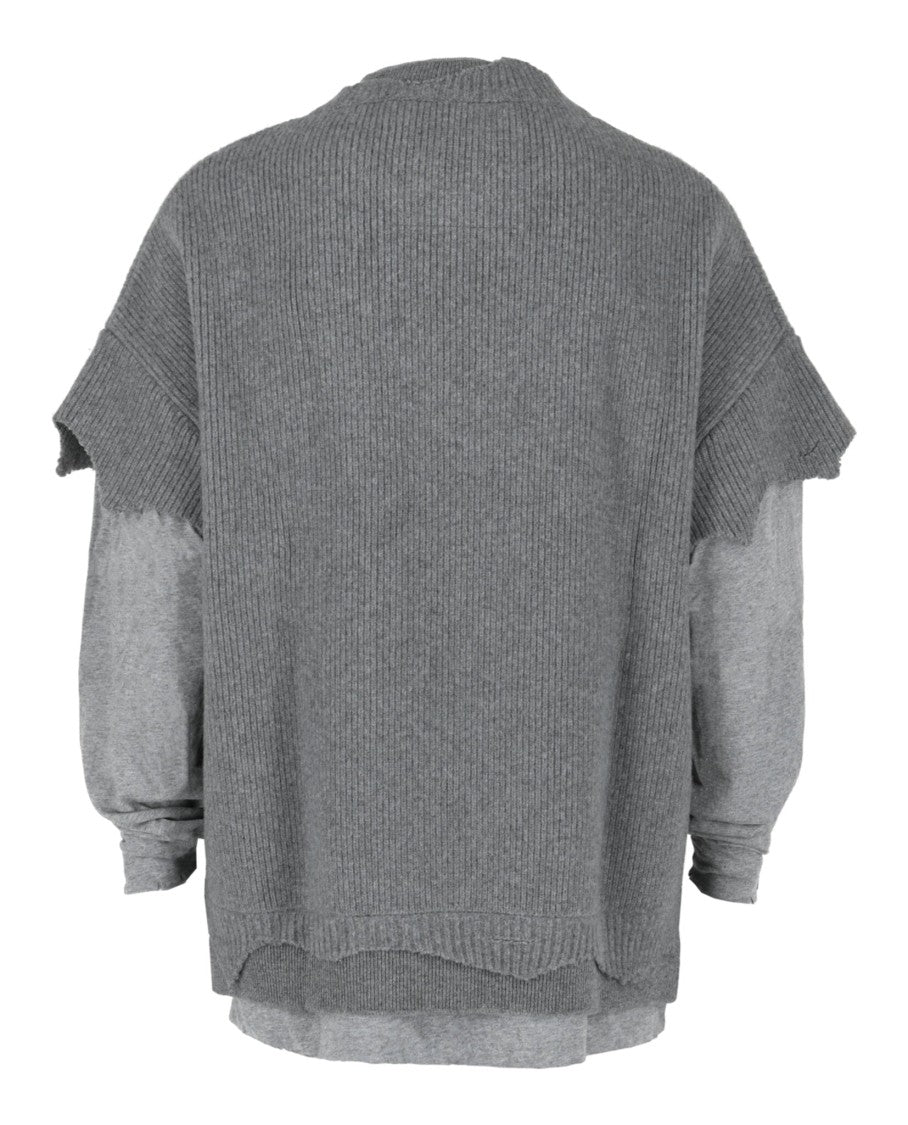 Givenchy Layered Wool Sweater With Distressed Accents