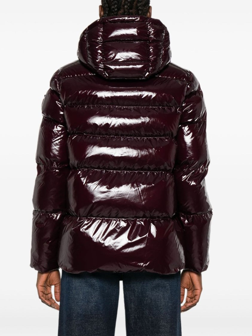 Pinko Quilted Hooded Jacket In Rich Burgundy