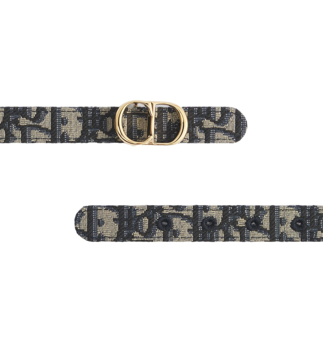 Christian Dior Textured Interlocking Cd Buckle Fabric Belt