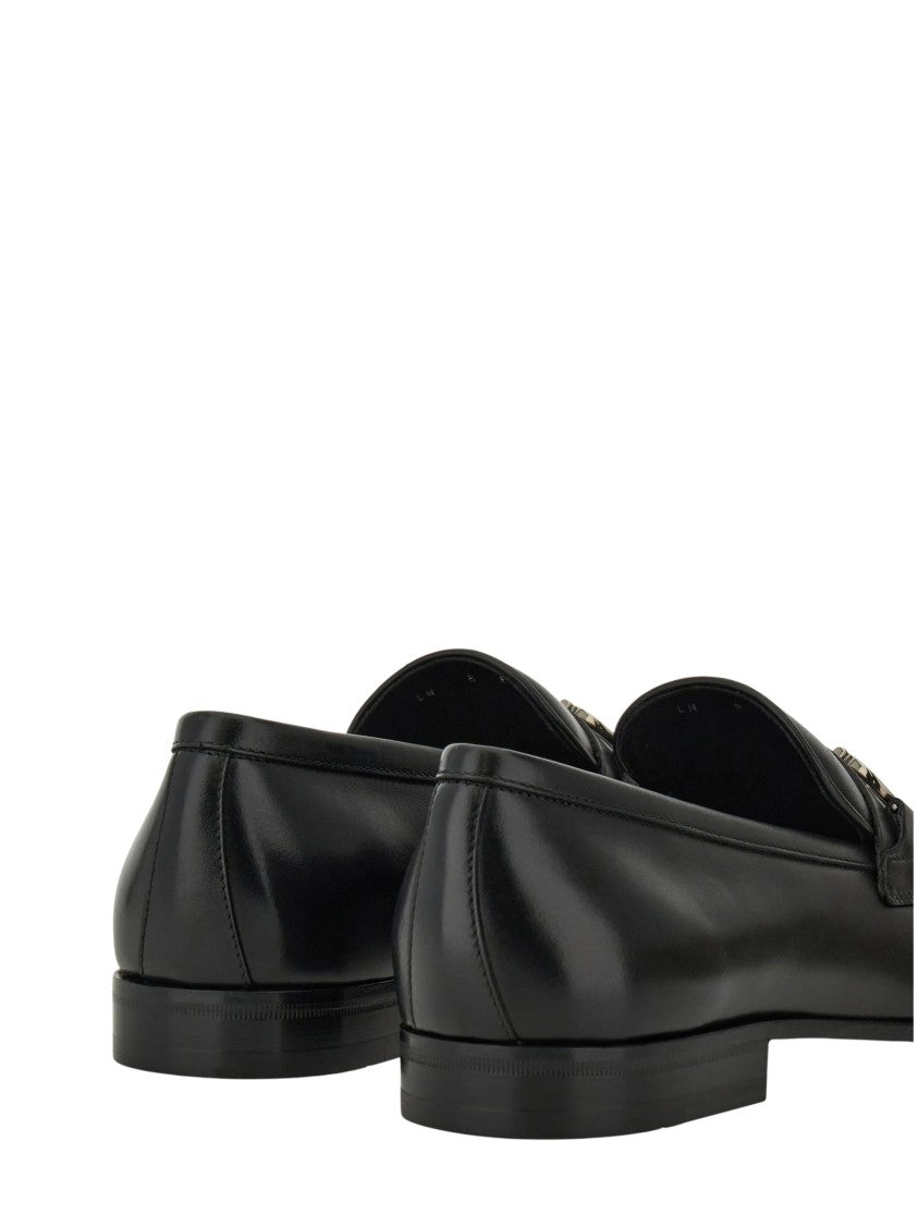 Ferragamo Black Pointed-Toe Minimalist Balty Loafers