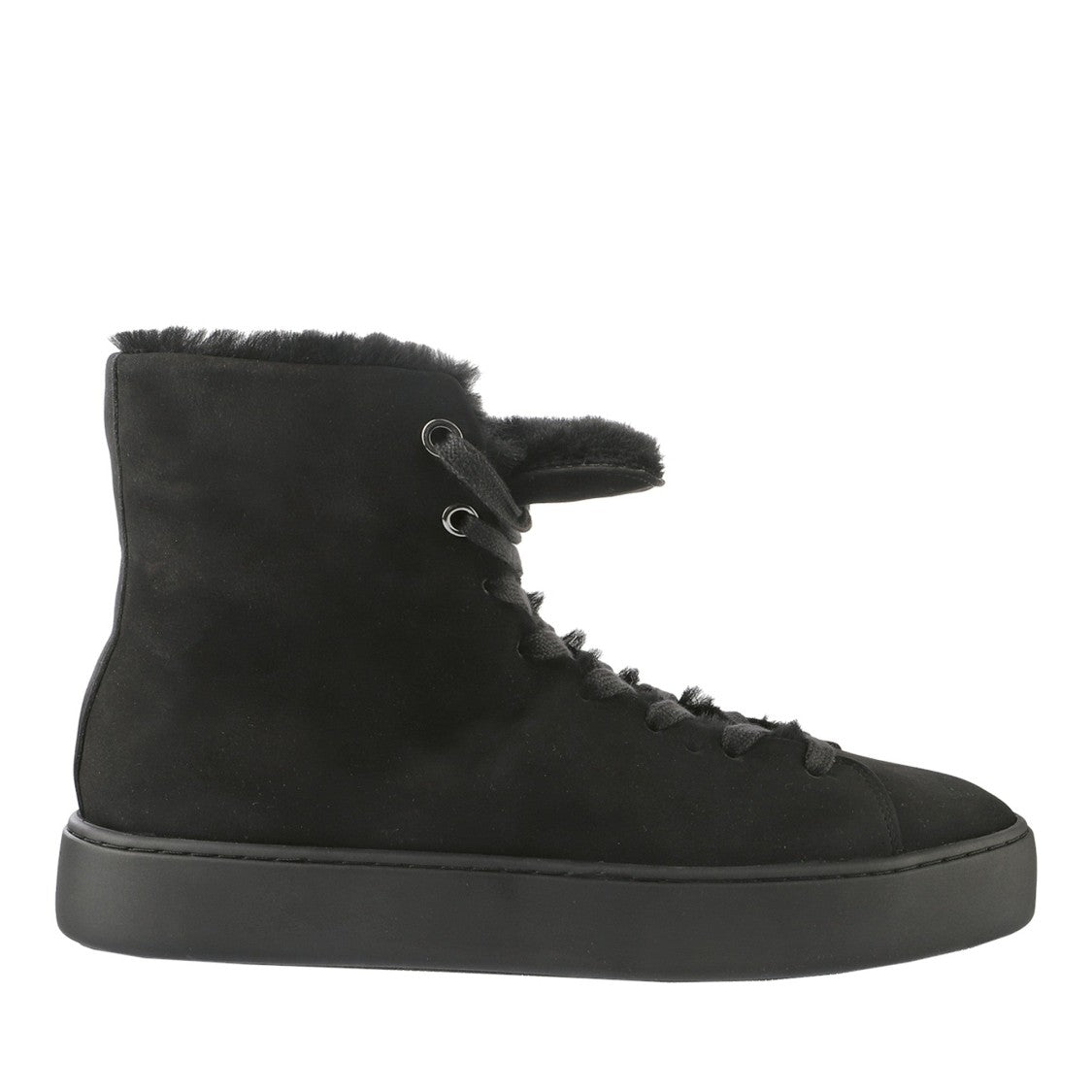 Högl Black Teddy Nubuck Sheepskin Lining Winter Ankle Boots