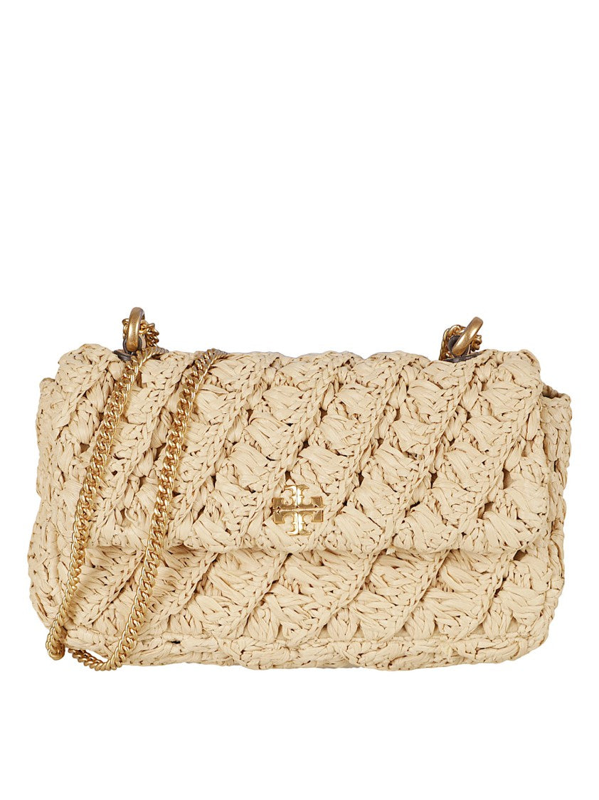 Tory Burch Textured Raffia Handbag With Quilted Pattern
