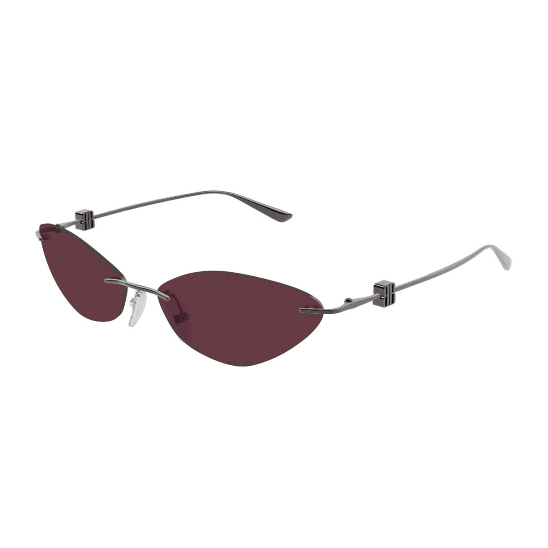 Balenciaga Cat-Eye Sunglasses In Ruthenium Metal With Bold Red Lenses