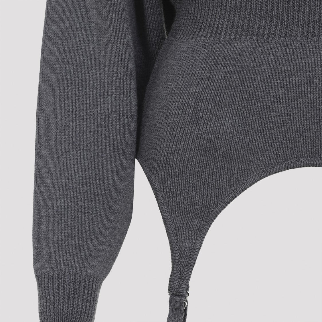 Jean Paul Gaultier Grey Merino Wool Garter Detail Pullover