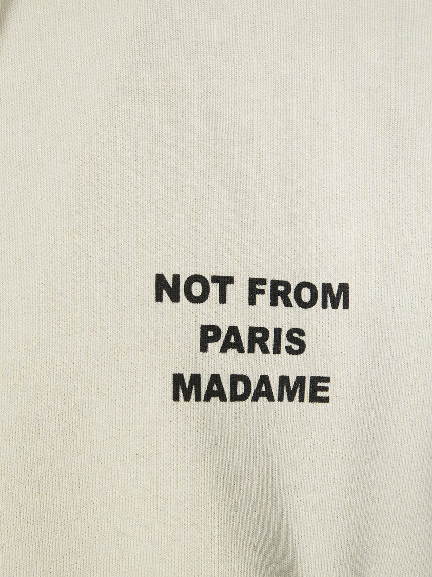Drôle De Monsieur Relaxed Fit Crewneck Hooded Sweatshirt With Bold Slogan