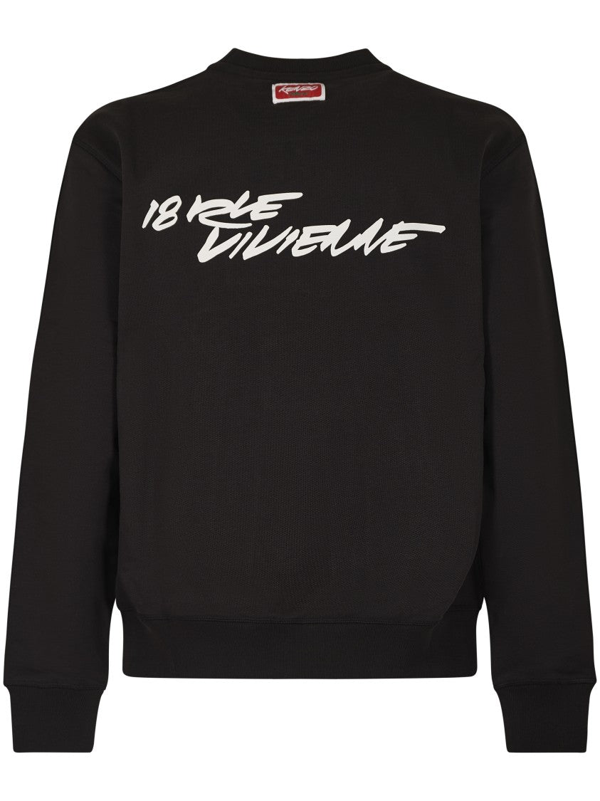 Kenzo Black Sweatshirt With Bold Graphic Design And Relaxed Fit