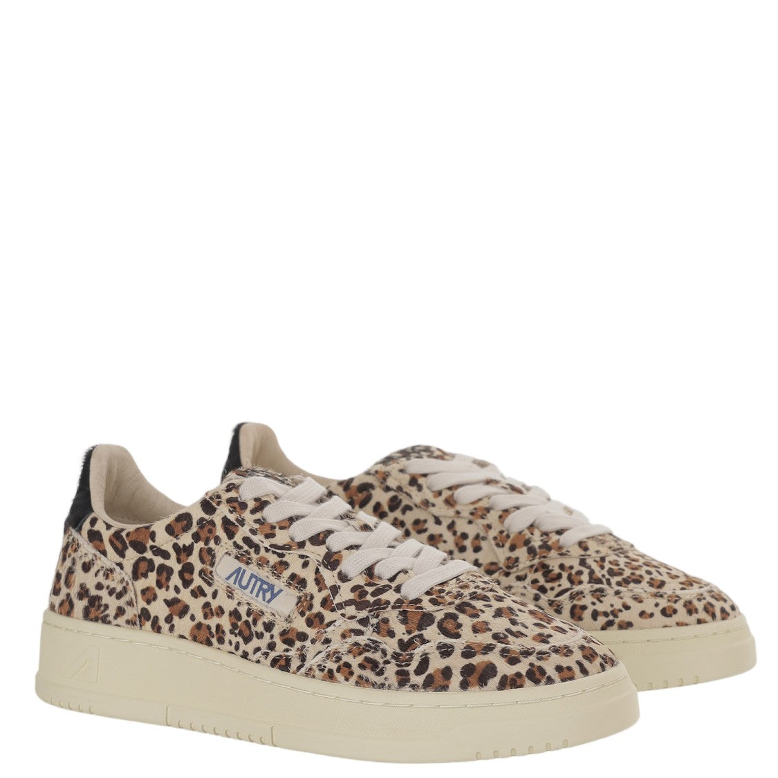 Autry Leopard Print Pony Skin Low Sneakers With Contrast Heel Tab