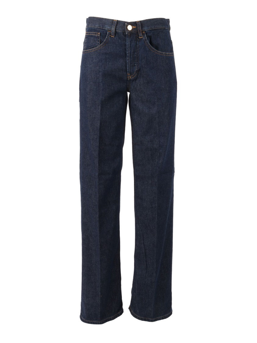 Dondup Straight Leg Contrast Stitch Jeans