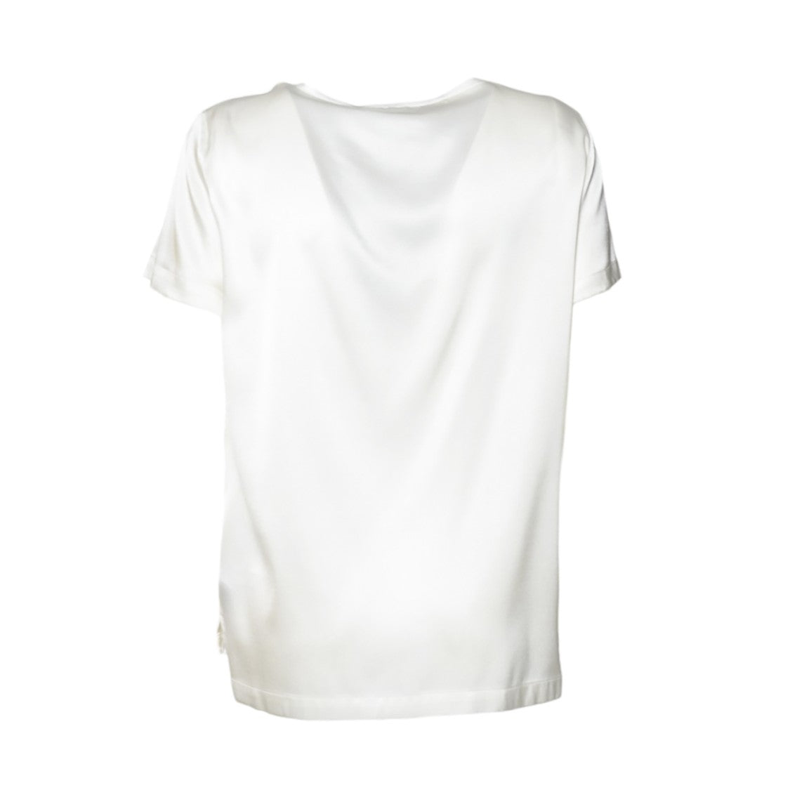 Solotre Cream Satin Crewneck Top