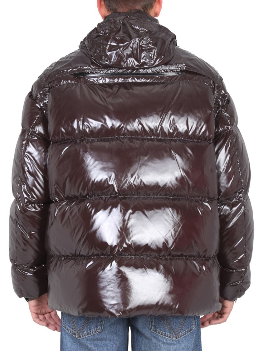 Bottega Veneta Short Glossy Puffer Jacket With Adjustable Hood