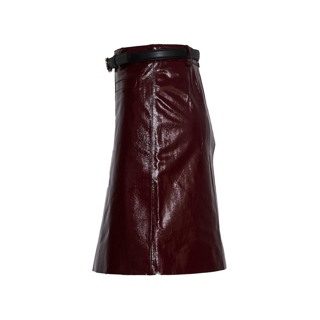 Self-Portrait Burgundy Leather Mini Skirt