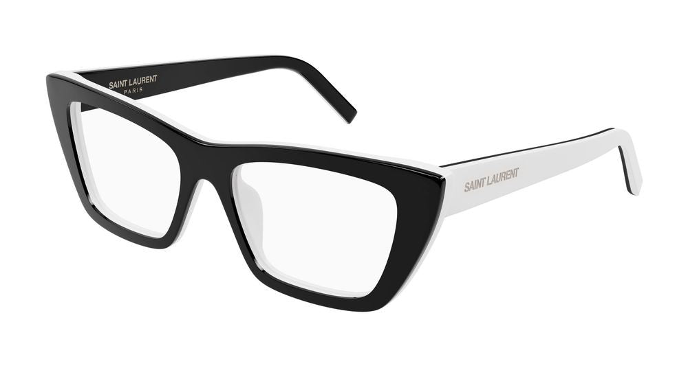 Saint Laurent Black Contrasting Temples Oversized Square Eyeglasses
