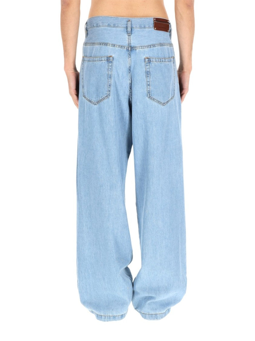 Dries Van Noten Light Blue Penning Loose Pleated Jeans