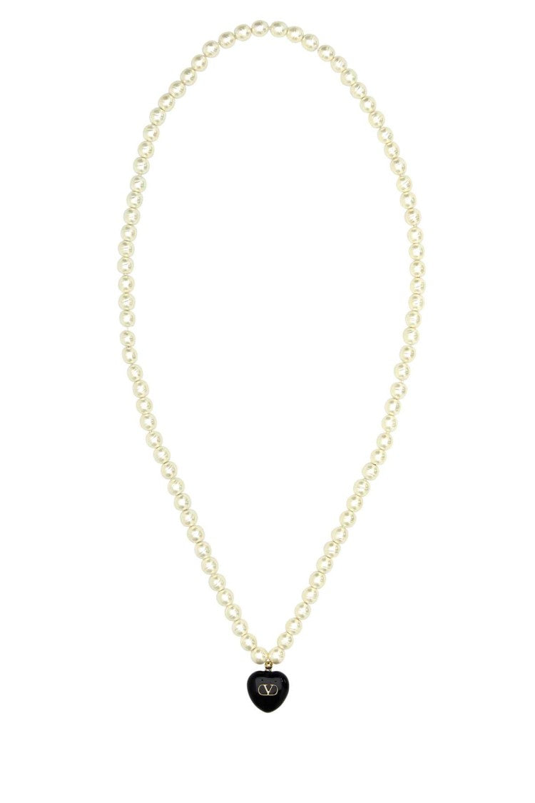 Valentino Garavani Ivory Pearls Coeur Royal Necklace