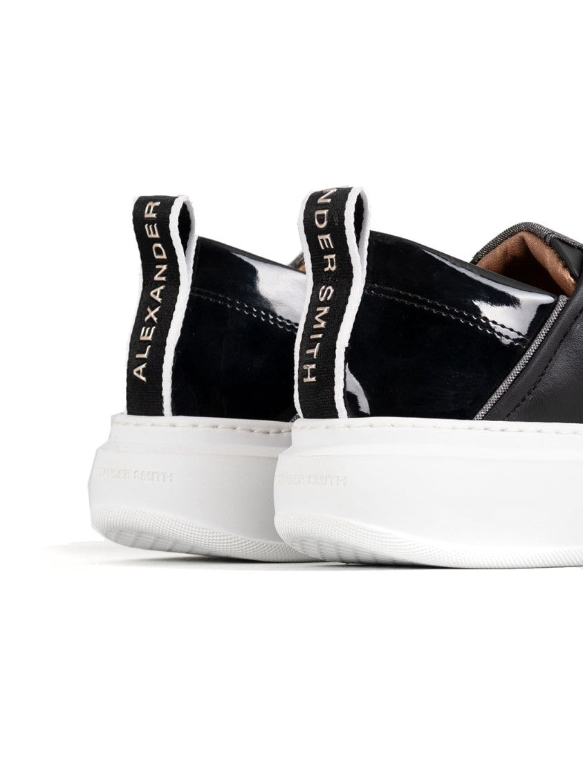 Alexander Smith Glossy Black Cow Leather Trainers