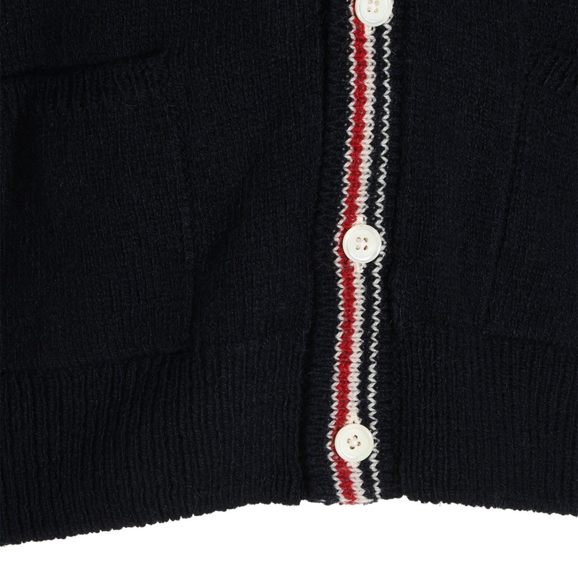 Thom Browne Navy Wool Cardigan With Contrasting Trim