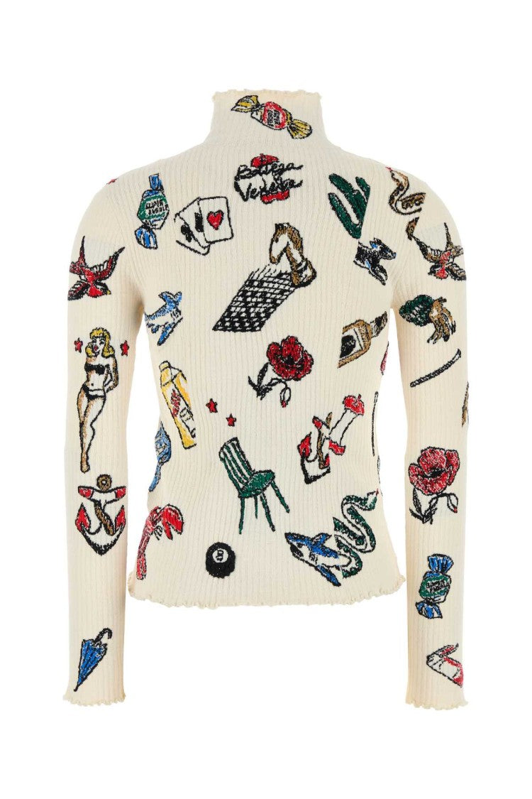 Bottega Veneta Embroidered Stretch Wool Blend Sweater