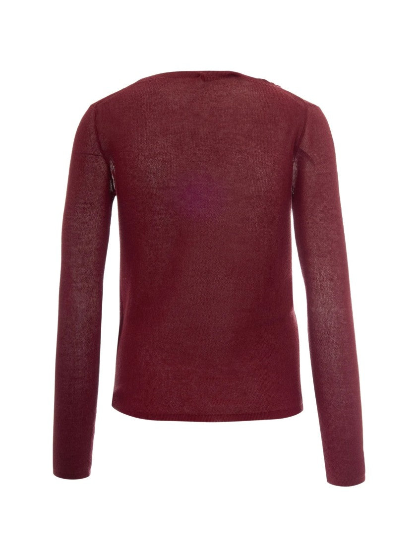 Max Mara Red Boat Neckline Cotton Blouse