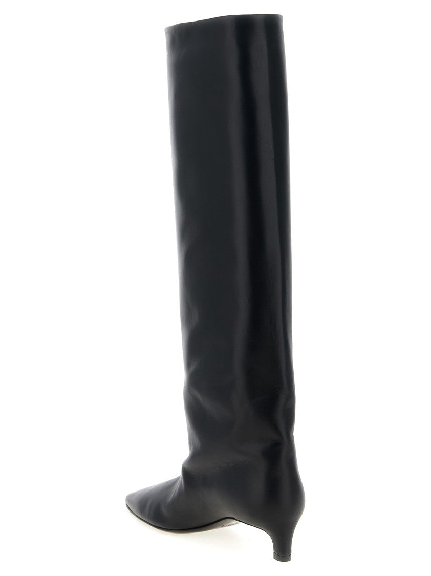 Jil Sander Knee-High Black Calfskin Leather Boots