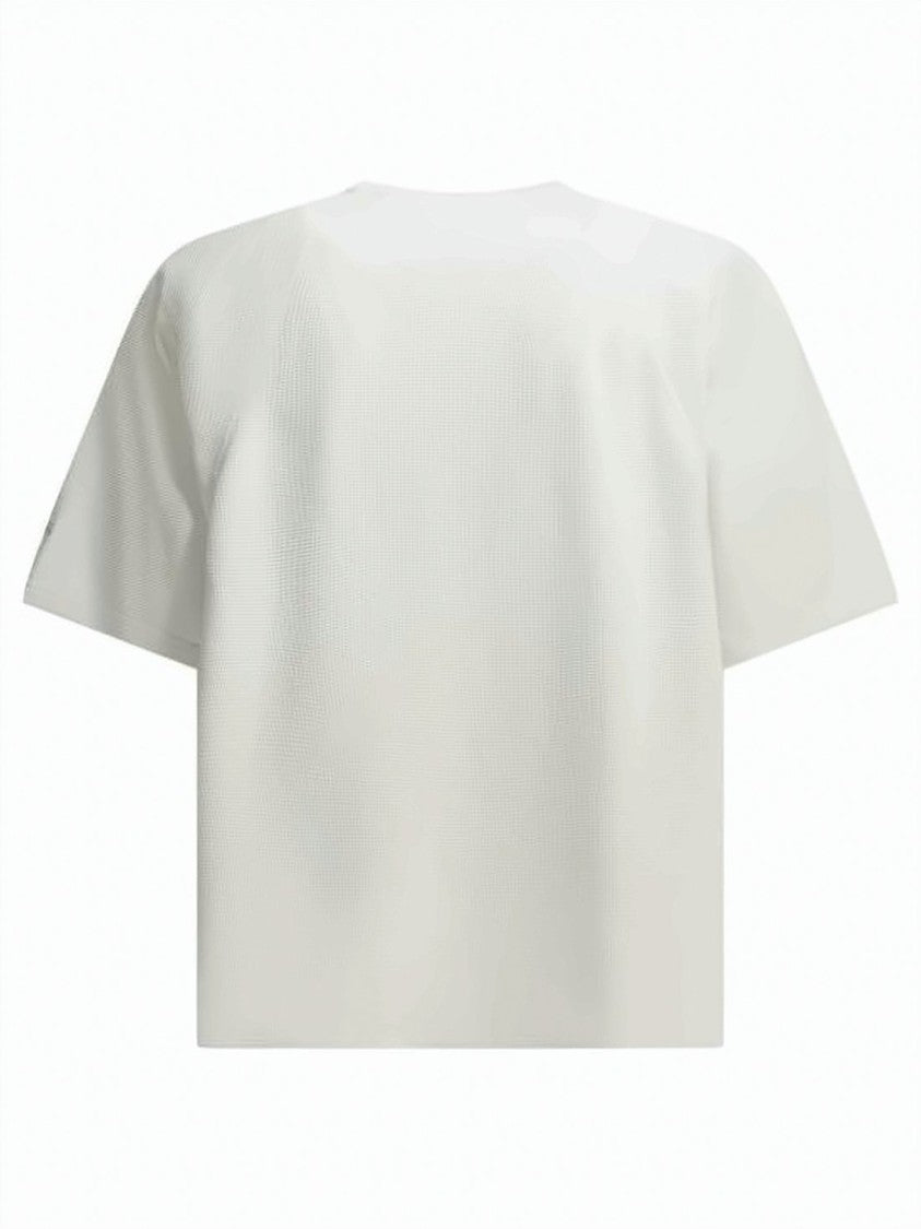 Goldwin White Short-Sleeved Boxy Waffle Pattern T-Shirt