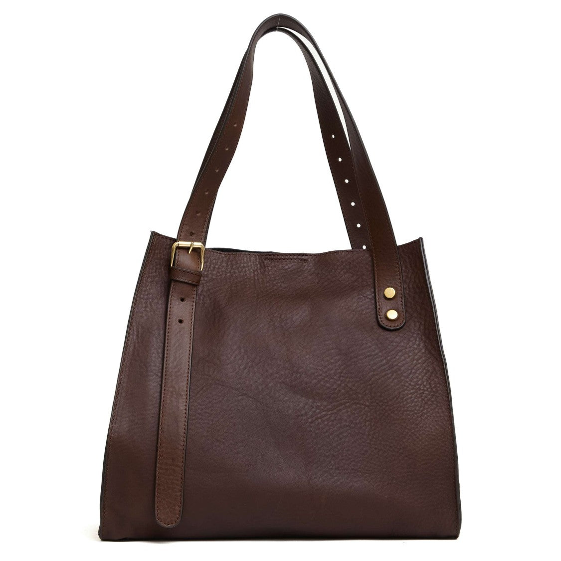 Agl Textured Brown Leather Shopping Ghauco Handbag