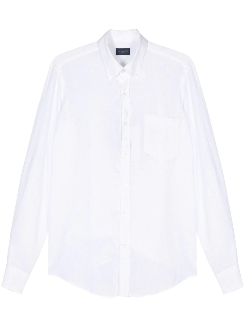 Paul & Shark Classic White Long Sleeve Linen Shirt