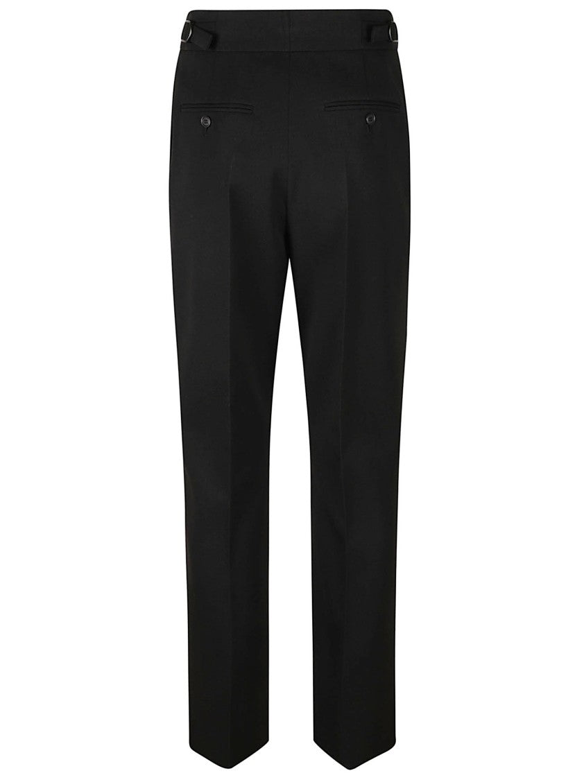 Prada Straight-Leg Tailored Pants With Adjustable Side Buckle Details
