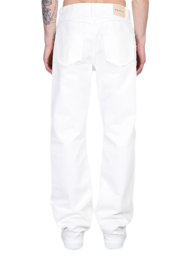 Alexander Mcqueen Slightly Cropped White Jeans
