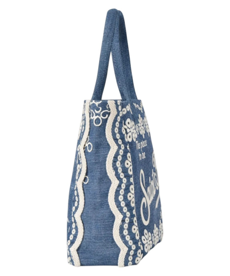 Mc2 Saint Barth Structured Tote Bag With Floral Embroidery