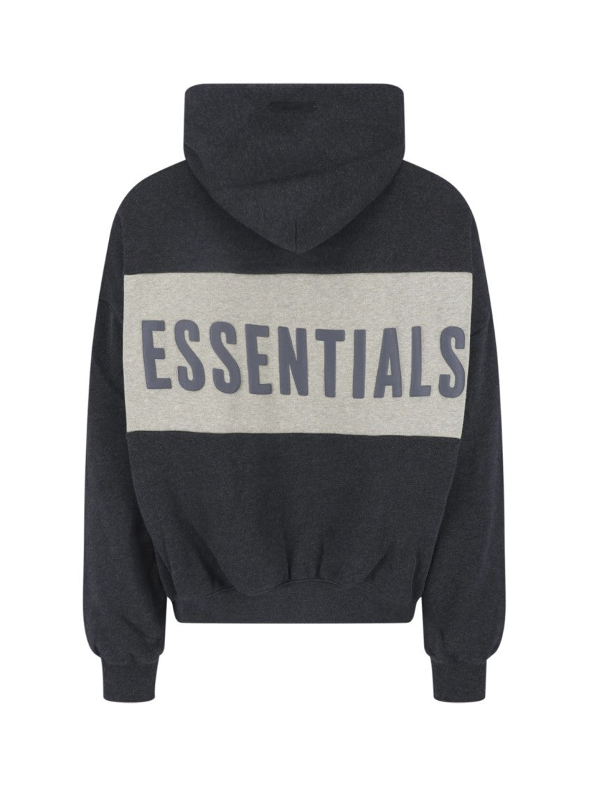 Fear Of God Essentials Dark Grey Cotton Contrast Logo Hoodie