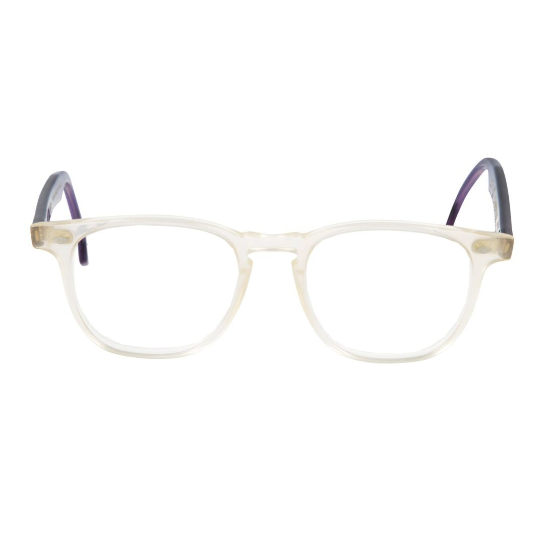 Kador Purple Cambridge Translucent Off-White Rectangular Eyeglasses