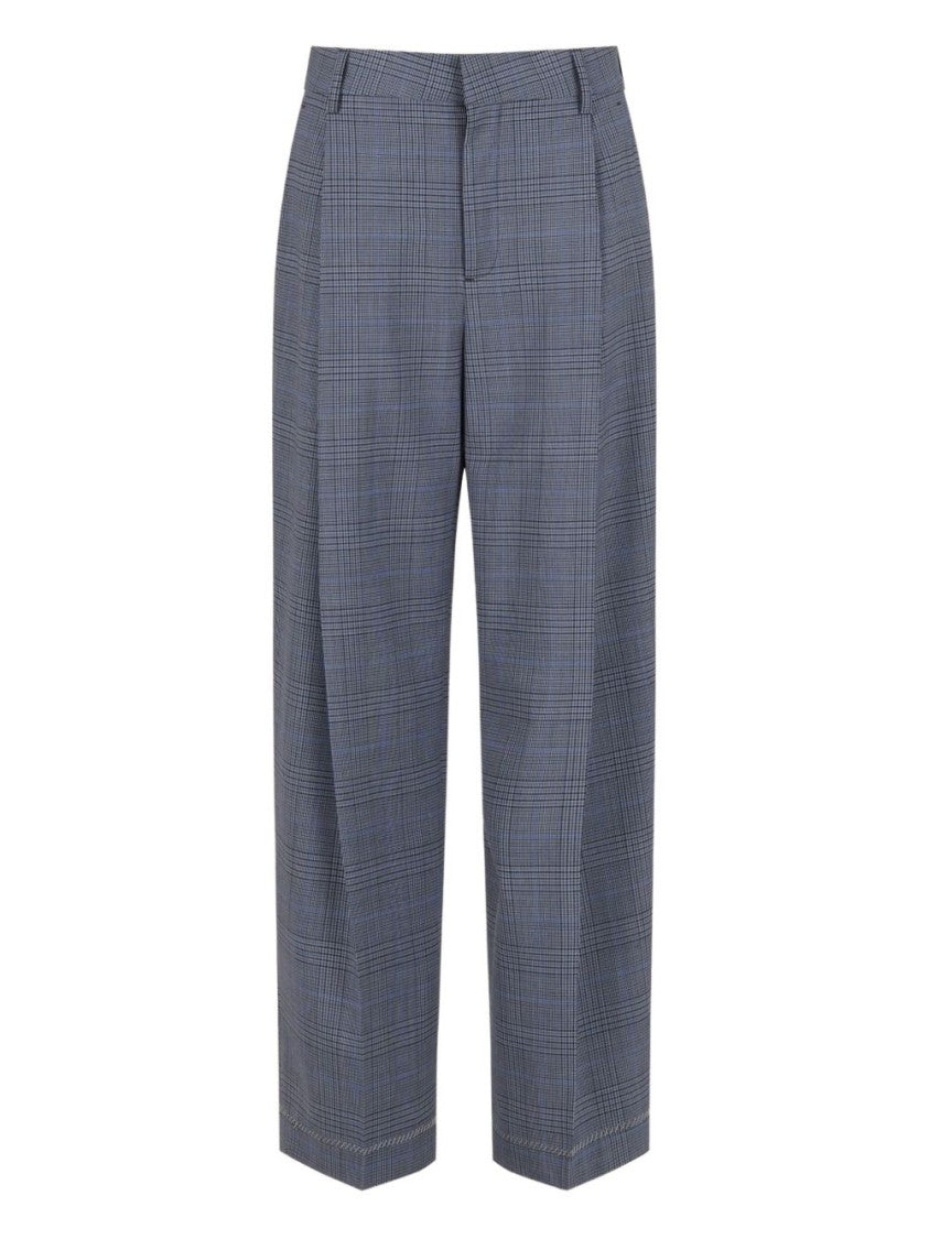 Marni Checked Wide-Leg Trousers With Front Pleats And Concealed Zip