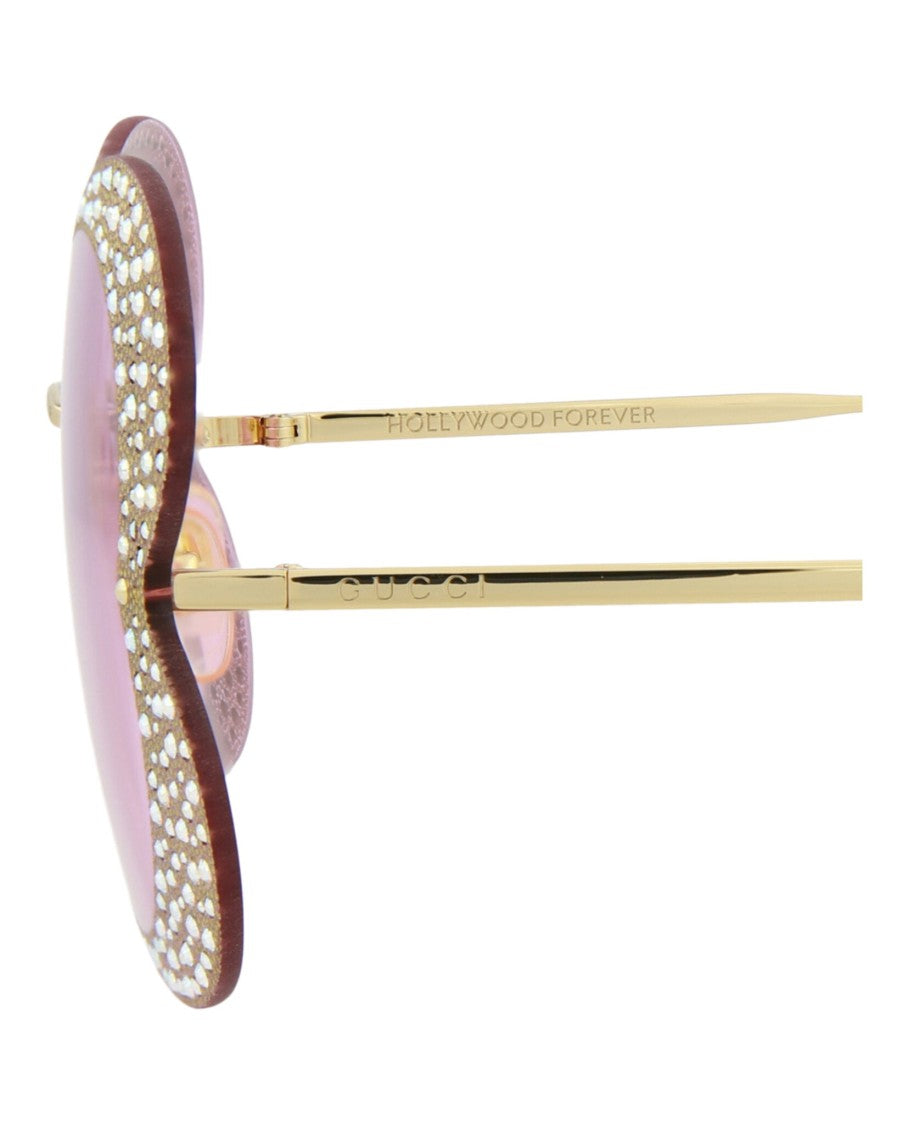 Gucci Cat Eye Sunglasses With Heart Design And Sparkling Embellishments