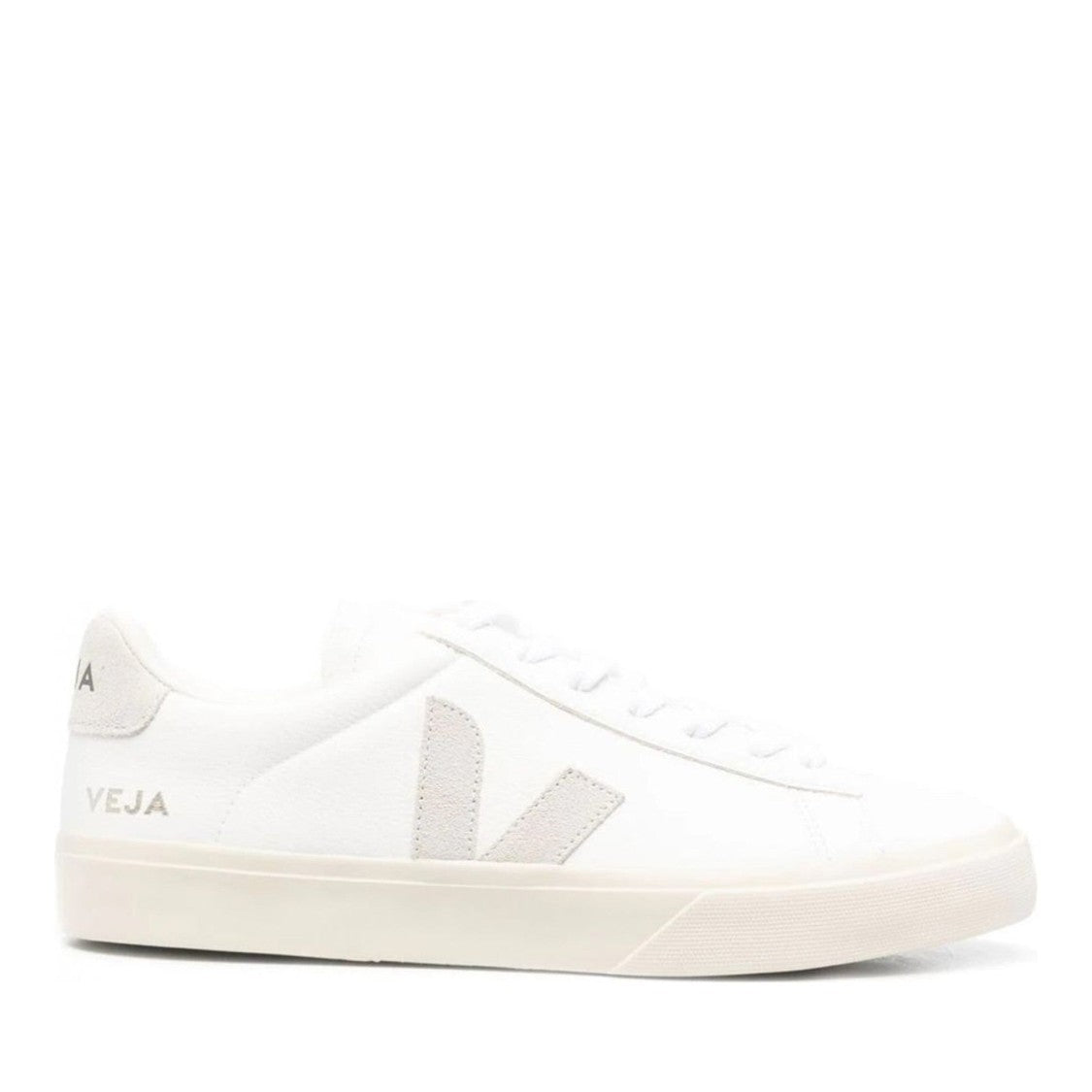 Veja Campo White Low-Top Textured Logo Leather Sneakers