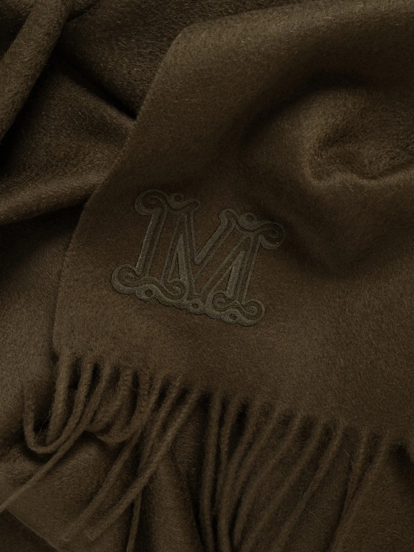Max Mara Brown Dalia Fringed Cashmere Scarf