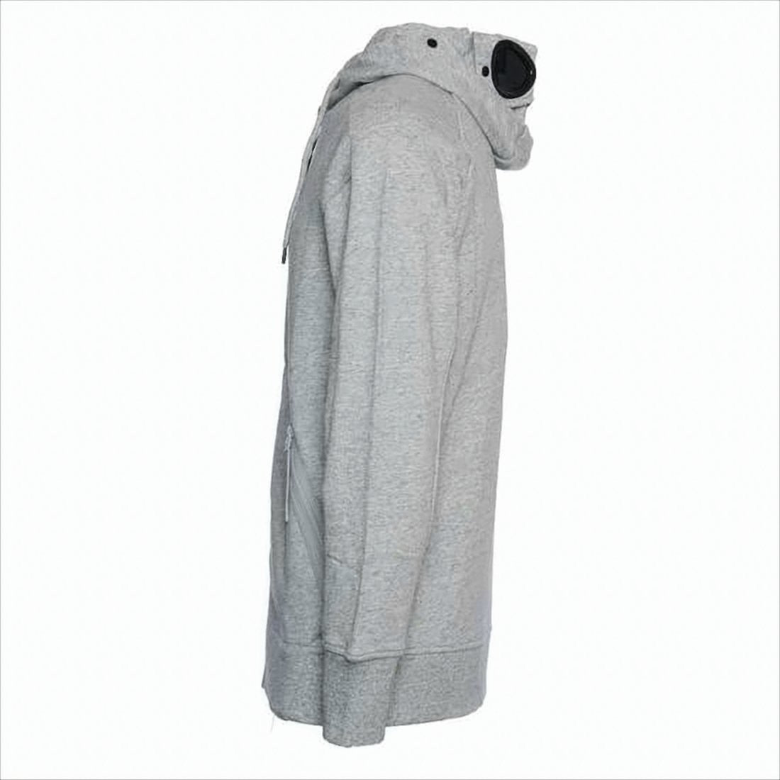 C.P. Company Heathered Cotton Hoodie With Zippered Pockets And Goggles