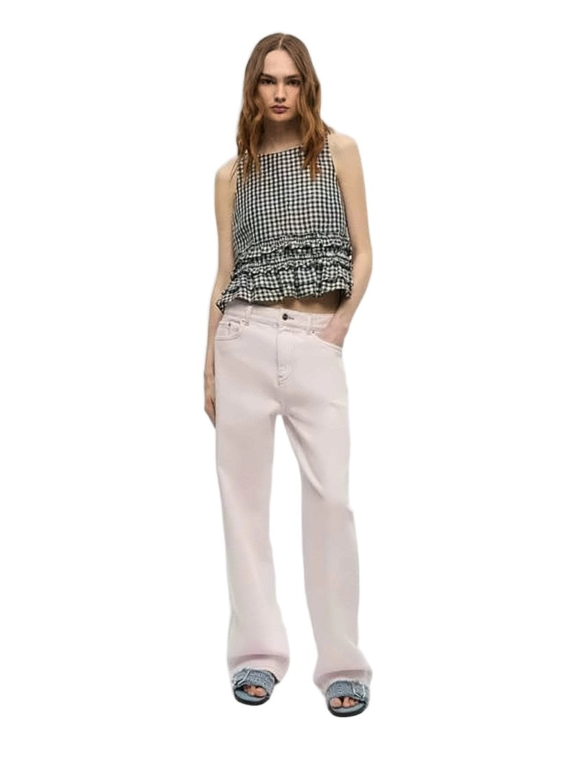 Ganni Wide-Leg Denim Pants With High Waist