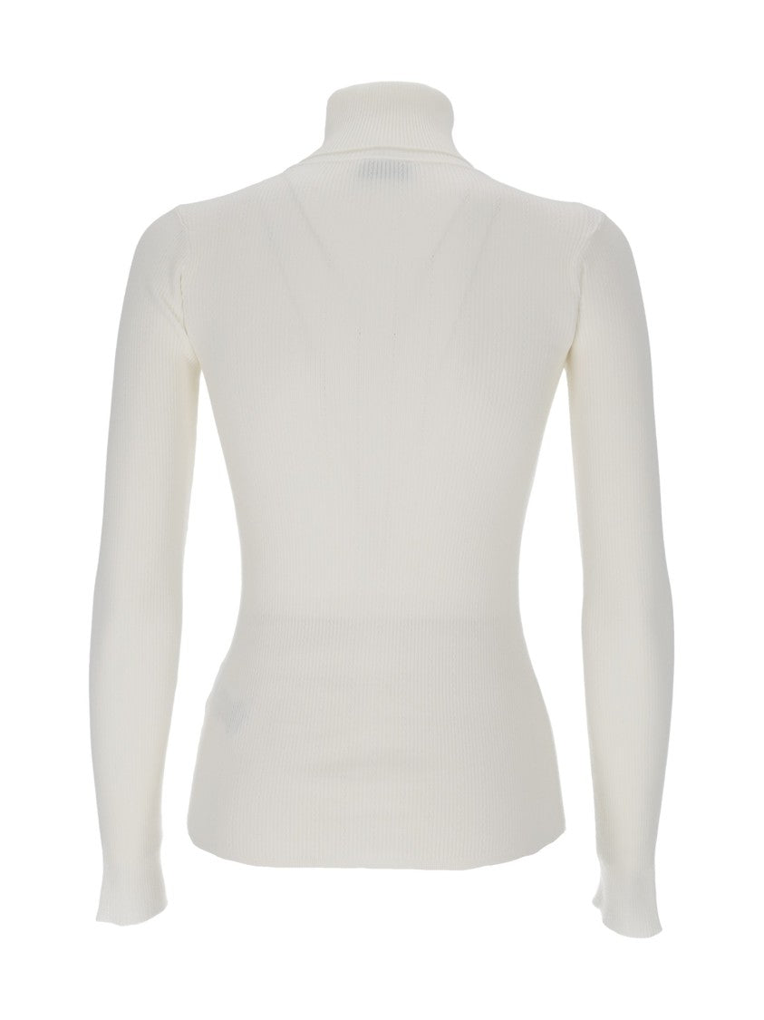 Elisabetta Franchi Fitted Long-Sleeve Knit Top With High Turtleneck