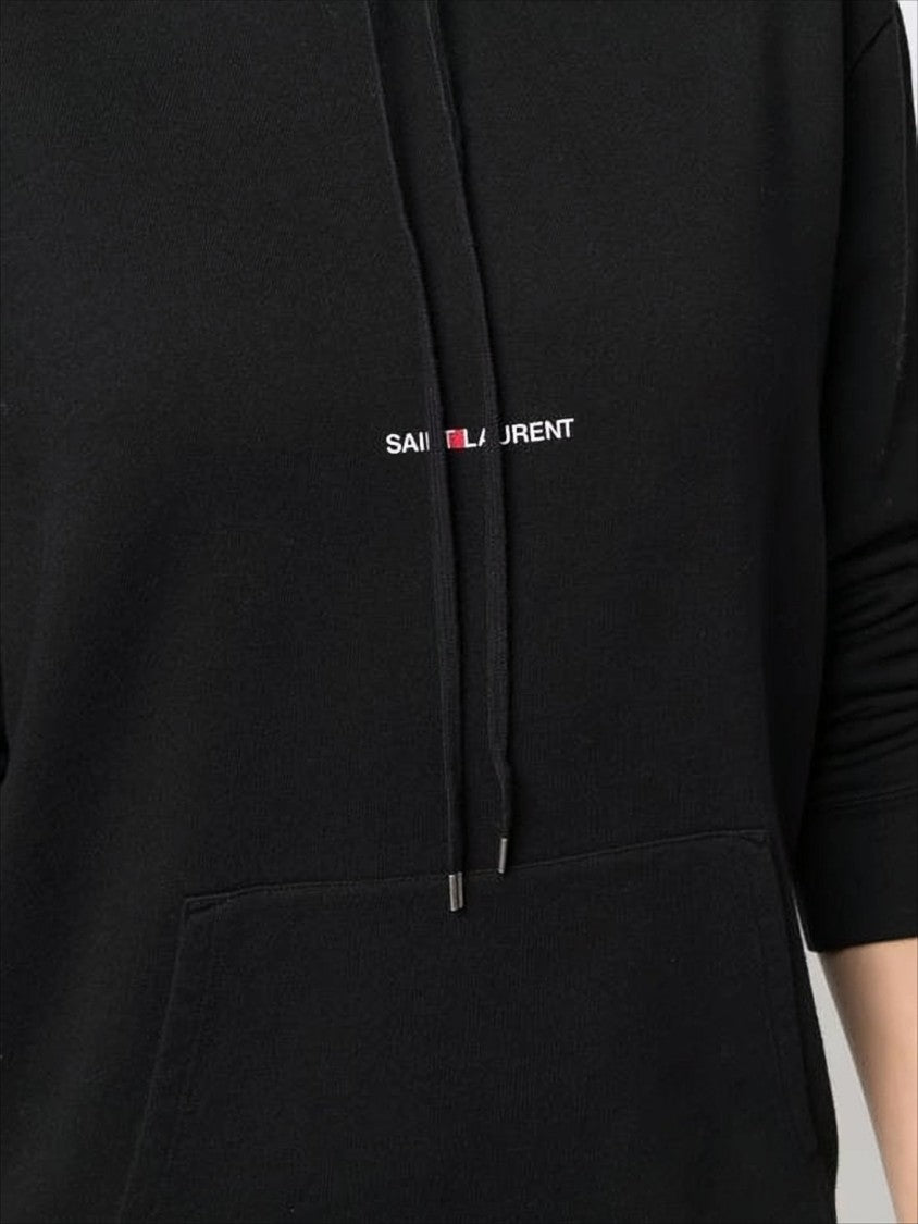 Saint Laurent Black Cotton Hoodie With Adjustable Drawstring