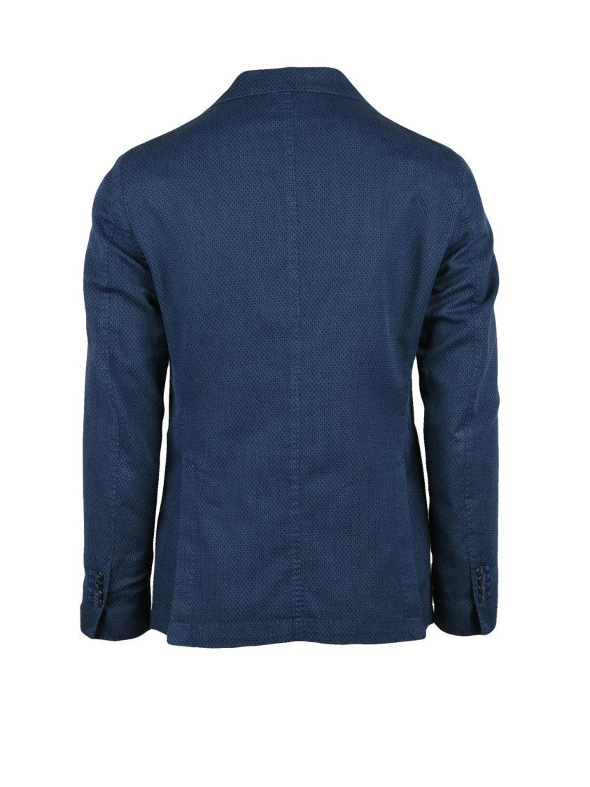 L.B.M. 1911 Blue Cotton Linen Mohair Rounded Jacket