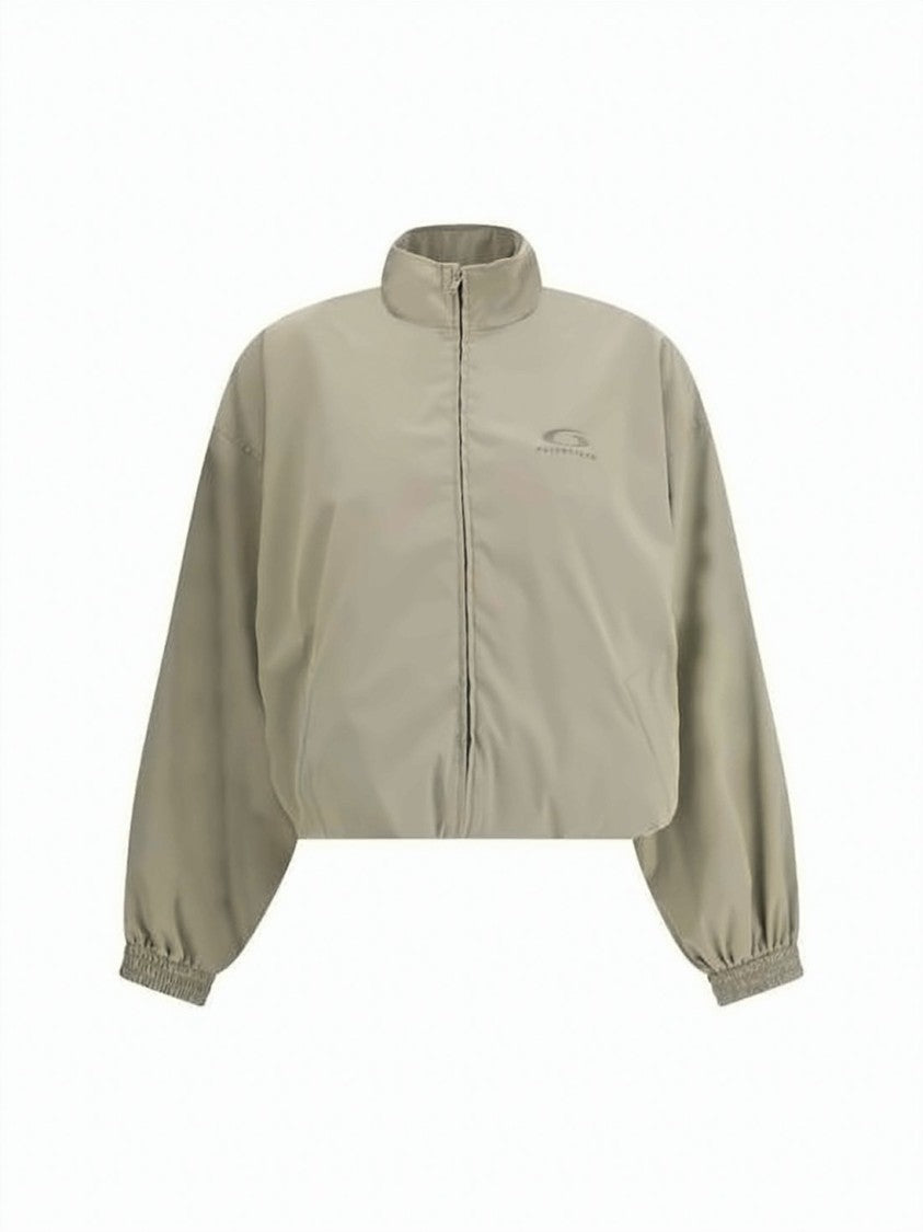 Balenciaga Cropped Track Jacket With High Collar And Logo Detail