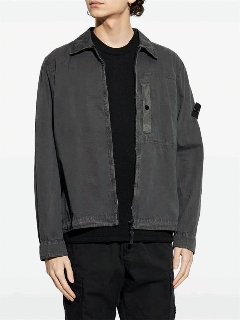 Stone Island Long-Sleeve Casual Shirt With Front Zipper