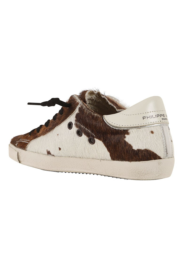 Philippe Model Prsx Low Cow-Print Calf-Hair Low-Top Sneakers